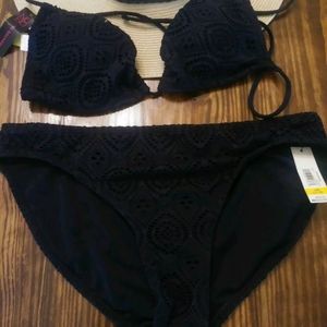 No Boundaries Rich Black Swimmwear Women's 2 Pcs S